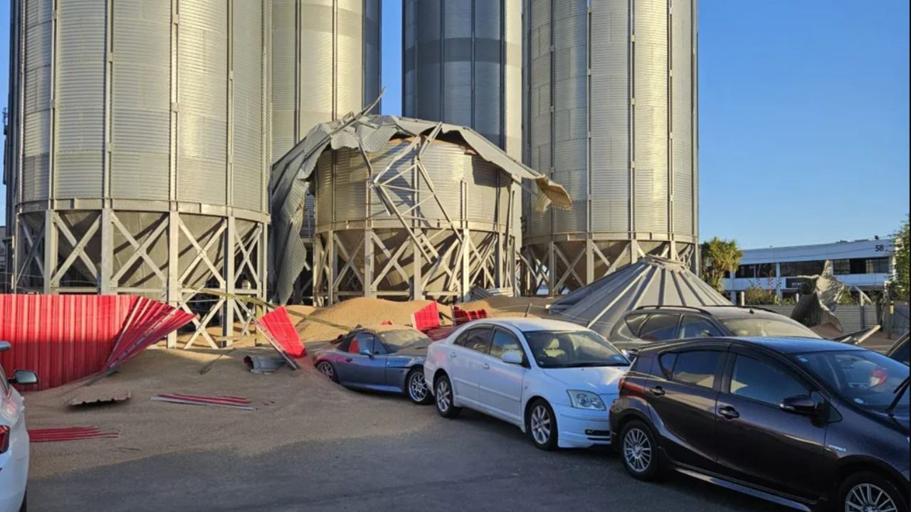 Unexpected flour mill mishap creates chaos at Christchurch car dealership